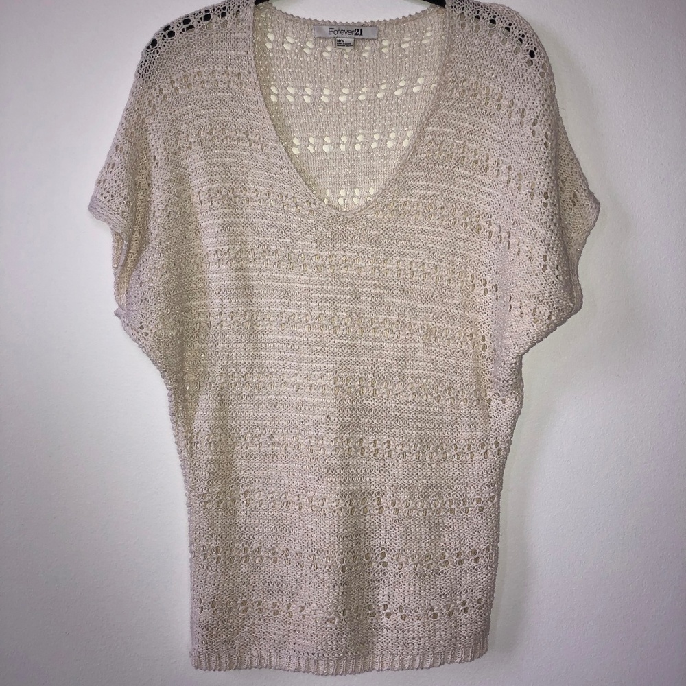 Cream Short Sleeve Sweater